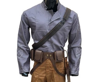 Mandalorian-inspirerad brun flygdräkt | Anpassad Star Wars-cosplay med bälte och hölster | Prisjägare-kostymset