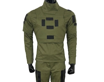 Olive Green Bounty Hunter Flight Suit Cosplay Costume | 3-Piece Armor Base Vest