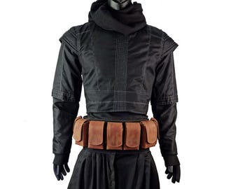 Inspired By Book Of Boba Fett Black Flight Suit With Boba Fett ESB Leather Belt | Cosplay Costume | Halloween Costumes