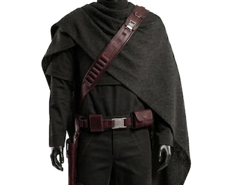 Custom 4 Piece Sci-Fi Cosplay Set with Flight Suit Vest Cape and Holster Belt - Bounty Hunter Armor Base Outfit