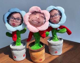 Gepersonaliseerde dansende zonnebloem: cadeau aangepaste foto, spraakopname