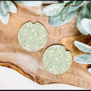 Personalized Car Coasters | Absorbent Boho Car Accessories | Cute Cup Holder Coasters for Women | Custom Car Decor Gift for Her
