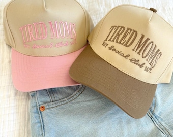 Tired Moms Club Snapback Hat: Embroidered Trucker Cap