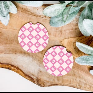 Personalized Car Coasters | Absorbent Boho Car Accessories | Cute Cup Holder Coasters for Women | Custom Car Decor Gift for Her