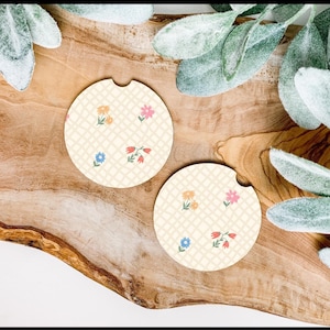Personalized Car Coasters | Absorbent Boho Car Accessories | Cute Cup Holder Coasters for Women | Custom Car Decor Gift for Her