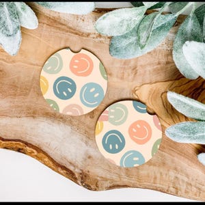 Personalized Car Coasters | Absorbent Boho Car Accessories | Cute Cup Holder Coasters for Women | Custom Car Decor Gift for Her