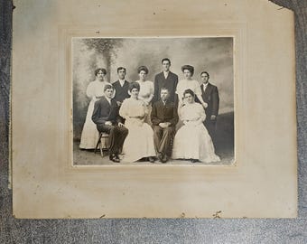 Antique Cabinet Card Family Portrait 8 x 10 Picture