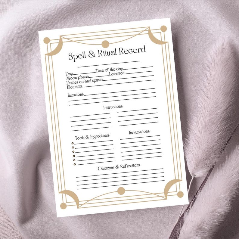 Spell & Ritual Record Template | Printable Grimoire Page | Spell ...