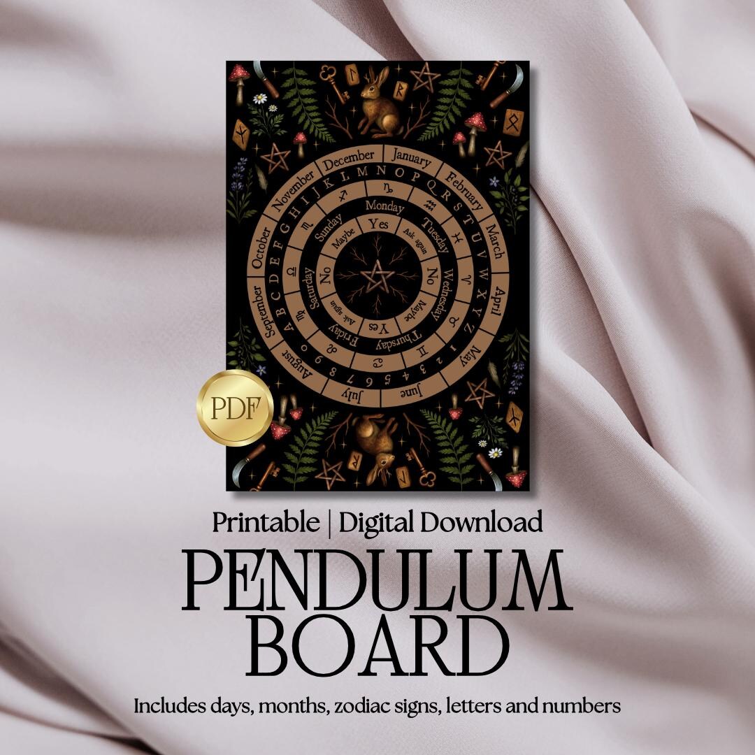 Witchy Pendulum Board | Printable Chart for Dowsing, Yes/no Answers ...