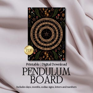 Witchy Pendulum Board | Printable Chart for Dowsing, Yes/No Answers, Spirit Communication | A4 PDF