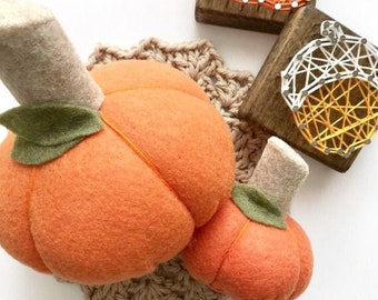 Fall Orange Handmade Felt Pumpkin -Soft Cute Home Decoration Staging -Halloween Harvest Festive Theme Gift -Squishy Stuffed Pin Cushion