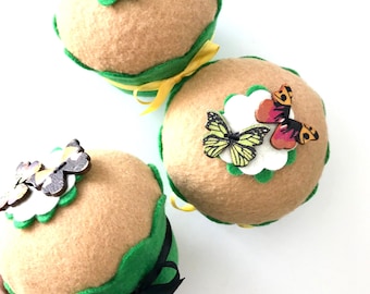 Butterfly Large Felt Cupcake Pin Cushion: Home Decoration, Nature, Birthday Gift, Handmade Thank you Gift