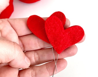 Felt Heart Sewing Straight Pins: (Set of 4) Accessories, Pin Cushion, Notions
