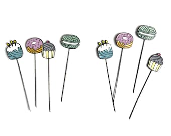 Enamel Dessert Sewing Needle Pin Set - Cakes Sharp Notions Gift -Sew Projects Tailoring Straight Pins -Pinning Fabric Metal Spool DIY Gift