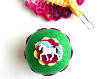 Unicorn Felt Cupcake Kids Room Decoration: Party Decoration or Gift, Pin Cushion, Birthday