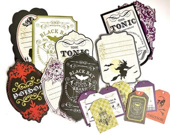 Card Stock Cute Halloween Paper Tags Set of 19 - Rectangle Decorative Hang Tag - Paper Trick or Treat Gift Bag Scrapbook - Fall Home Decor