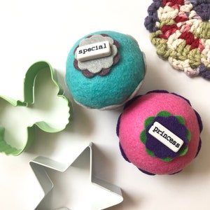 Friend Bead Felt Cupcake (Special or Princess) - Girlfriends, Thank you, Home Decor, Gifts, Pin Cushion, Girls Room, Birthday, Favors, Bead