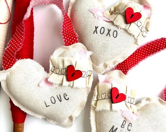Hanging Stuffed Heart Home Decoration: I Love You Gifts, Sewn Heart, Mini Pillow, Tiered Tray, Anniversary