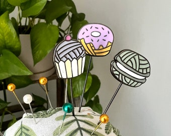 Enamel Sweet Pin Set: (Set of 4) Sewing Craft Room Foodie Pins