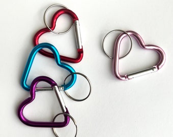 Heart Keyfob/Heart Clip Keychains - Set of 2 (Your color choice) - Keyring, Bags, Purses, Planners, Gifts, Birthday Favors, Love, Valentine