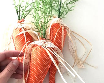 Fabric Sewn Orange Carrot - Handmade Kitchen Pantry Home Decor - Spring Easter Bunny Gift - Thank You Bowl Filler Tiered Tray Staging Decor