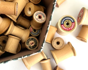 Vintage Wooden Spools (Set of 6) - Assorted Shapes & Sizes - Home Decor, Farmhouse, Sewing Notions, Craft Room, Supplies, Rustic, Old Thread