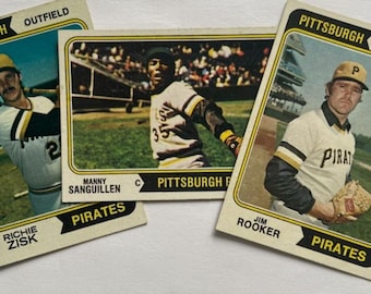 1974 Topps Pittsburgh Pirates 3 Pack Richie Zisk Manny Sanguillen and Jim Rooker Sports Cards Centered Good & Smooth Sides Free Shipping !!
