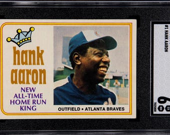 1974 Topps Hank Aaron New All-Time Homerun King #1 Sports Card Graded SGC 6 Excellent/Near Mint Free Shipping !!!