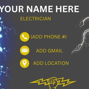 Editable Electrician Bussines Card Template| Professional Electric Service Card| Instant Download| Canva Template