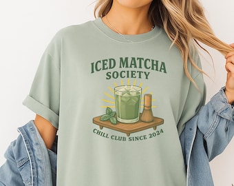 Matcha Graphic T-Shirt Comfort Colors Matcha Shirt Retro Drink Tee Coastal Aesthetic Cottagecore T shirt Matcha Lover Gift Cafe Core