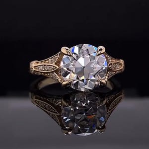 3 CT Round Cut Moissanite Diamond Ring, 10K 14K 18K Solid White Yellow and Rose Gold Ring Engagement Ring, Wedding Ring Anniversary Ring