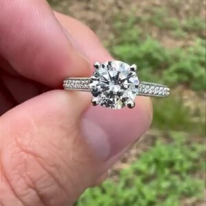 3 CT Round Cut Certified Moissanite Diamond Ring Anniversary Gift Ring 10K 14K 18K Solid White Yellow and Rose Gold Ring Engagement Ring