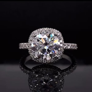 3 CT Round Cut Moissanite Diamond Ring, 10K 14K 18K Solid White Yellow and Rose Gold Ring Engagement Ring, Wedding Ring Anniversary Ring