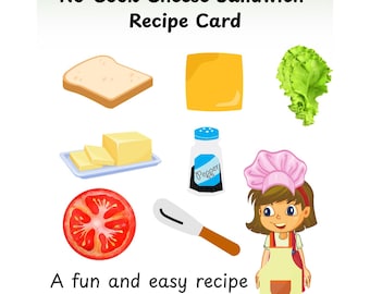 Cheese Sandwich Recipe Card for Kids: Step-by-Step Visuals (Digital Download)