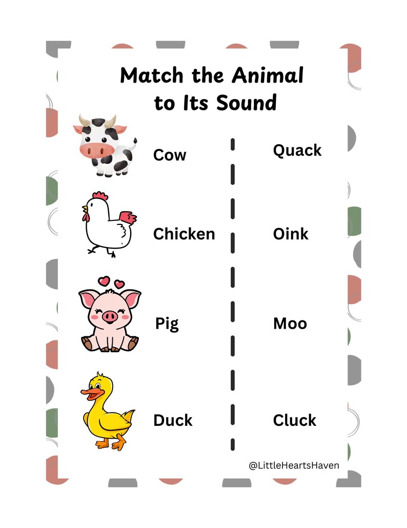 Farm Animal Worksheets for Preschool | Count, Match & Color Activities ...