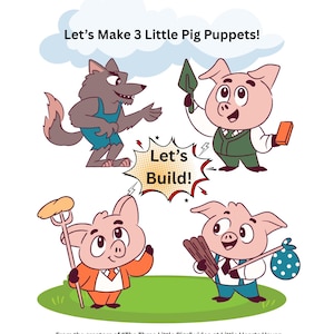 Three Little Pigs Stick Puppet Activity | Storytelling Craft Printable | Fairy Tale PDF for Kids