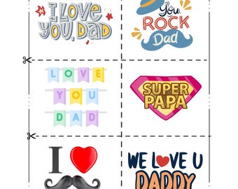 Afdrukbaar stickerpakket voor Vaderdag: knutselactiviteit Super Dad (digitale download)