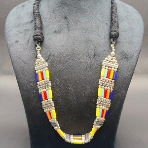 Colorful Oxidized Silver Necklace / Tribal Jewelry / Silver Oxidized Pendant Necklace /Ethnic Necklace/ Oxidized Indian Silver Jewelry