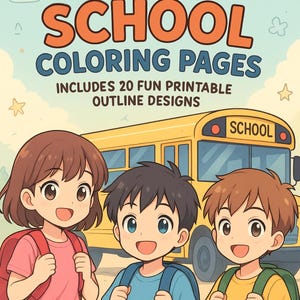 Back to School Coloring Pages for Kids. 20 Printable PDF Sheets