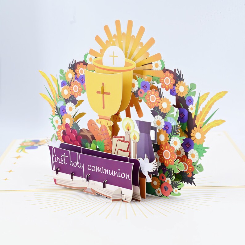 First Holy Communion Pop up Card, Keepsake Religious 3D Greeting Gift ...
