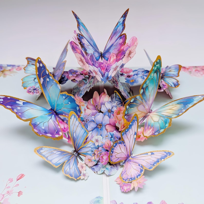 3D Butterfly Pop up Card – Floral Greeting Card, Elegant Keepsake, Gift ...