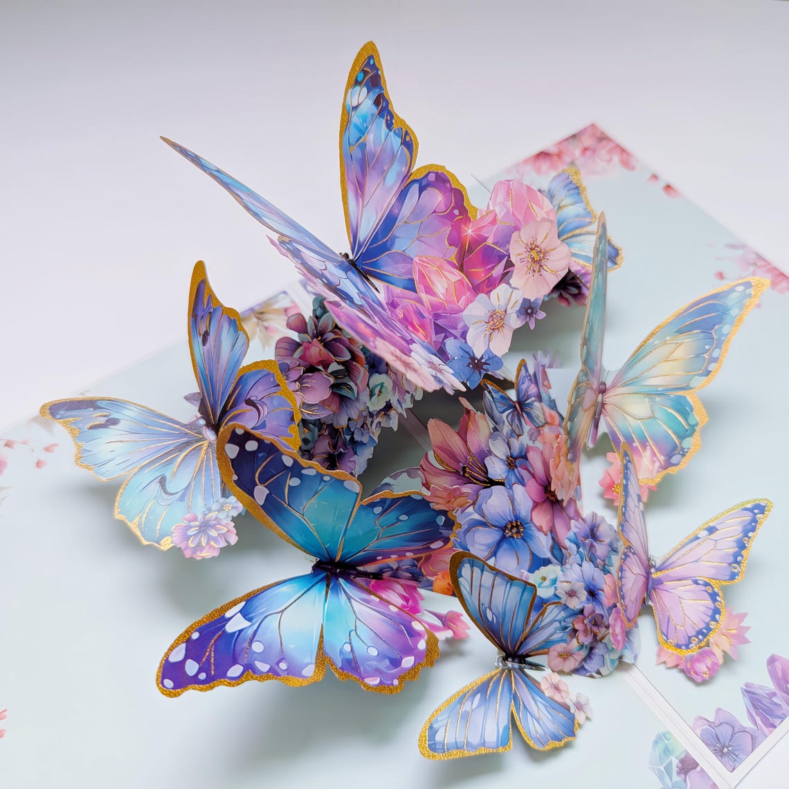 3D Butterfly Pop up Card – Floral Greeting Card, Elegant Keepsake, Gift ...