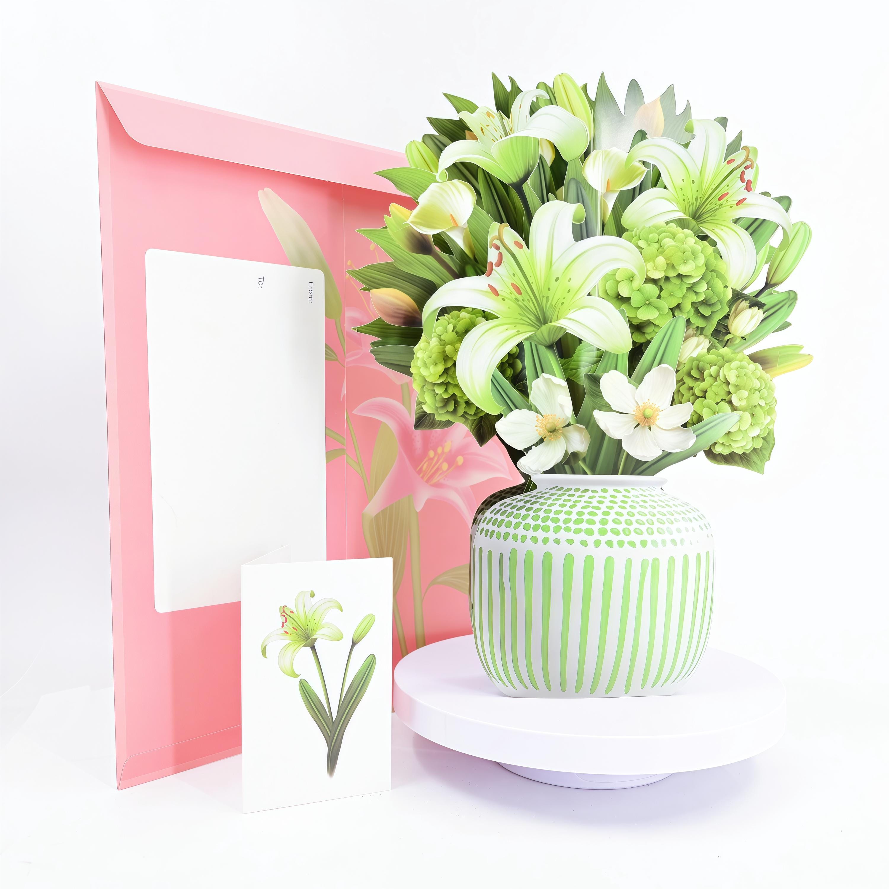 3D Lily Bouquet Pop up Card – Decorative Vase Keepsake for Mom Nana - Etsy