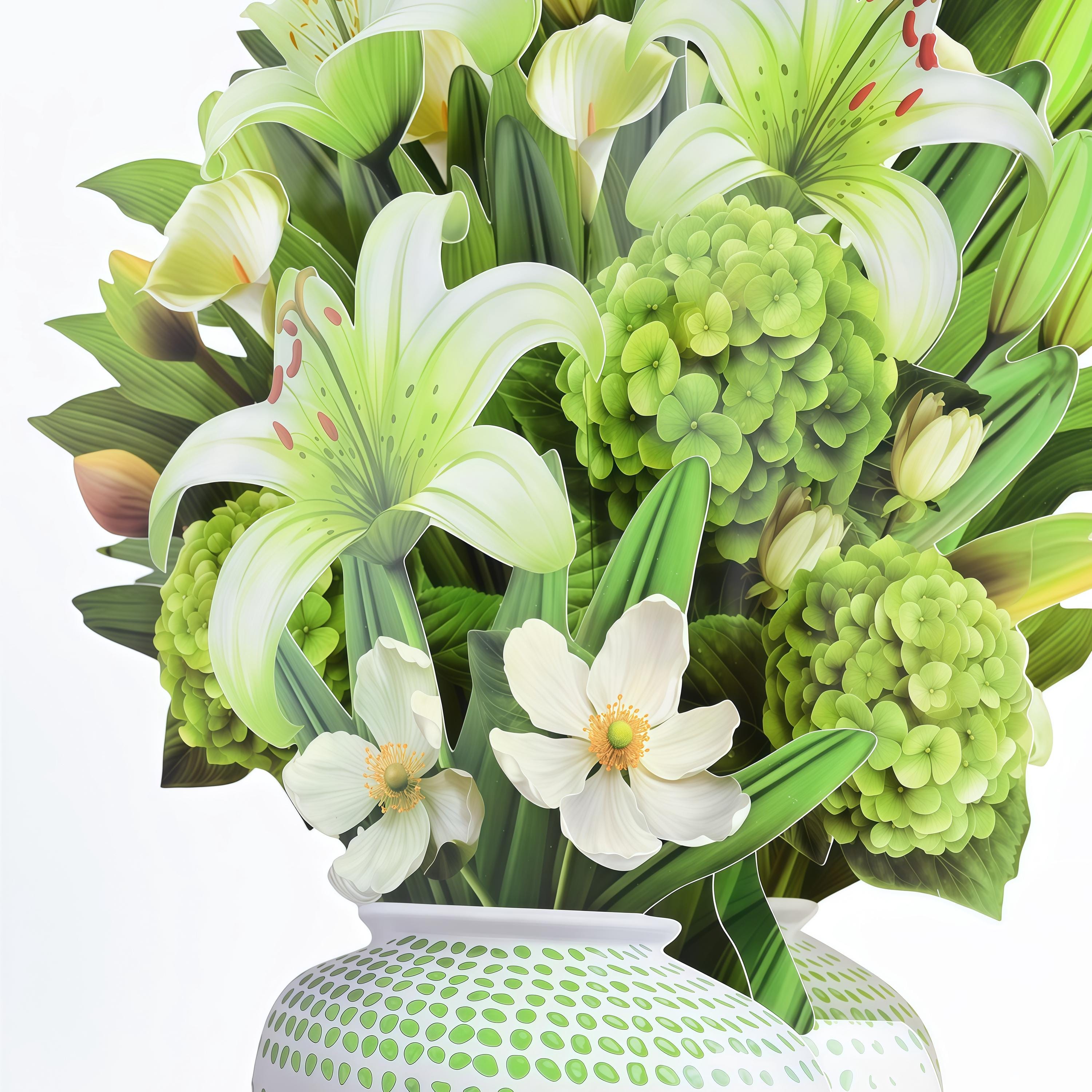 3D Lily Bouquet Pop up Card – Decorative Vase Keepsake for Mom Nana - Etsy