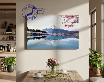 Mount Fuji Canvas Art – Mountain Cherry Blossoms Sakura Art | Original Scenic Art by Japanese Artist | Japan Wall Art | Japan Decor