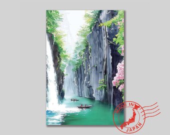 Takachiho Gorge Postcard – Miyazaki | Original Scenic Art by Japanese Artist | Japan Wall Art | Japan Decor
