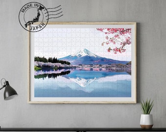 Mount Fuji Handmade Puzzle – Mountain Cherry Blossoms Sakura Art | Original Scenic Art by Japanese Artist | Japan Wall Art | Japan Decor