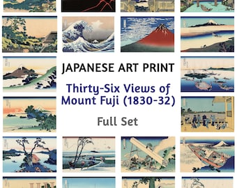 Japanischer Kunstdruck: Sechsunddreißig Ansichten des Fuji Berg (1830-32) von Hokusai | Vollständiger Satz | Japanische Ukiyo-e Kunst | Sofortiger digitaler Download
