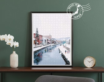 Otaru Canal Handmade Puzzle – Hokkaido Winter Snow Art | Original Scenic Art by Japanese Artist | Japan Wall Art | Japan Decor