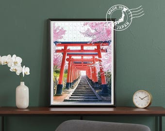 Kyoto Handmade Puzzle – Fushimi Inari Taisha Shrine | Red Torii | Original Scenic Art by Japanese Artist | Japan Wall Art | Japan Decor